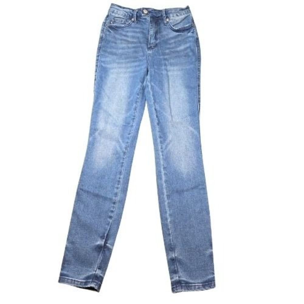 Judy Blue‎ Skinny Fit Womens 3/26 High Rise Jeans Medium Wash Blue Denim Whisker